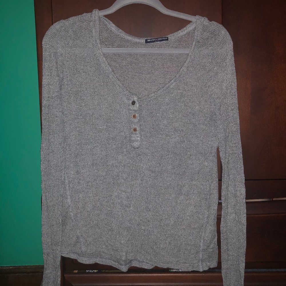 Brandy Melville Long Sleeve Gray Knit Top
